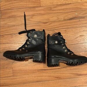 Karl Lagerfeld Paris Black Leather Lace-Up Boots size 8.5